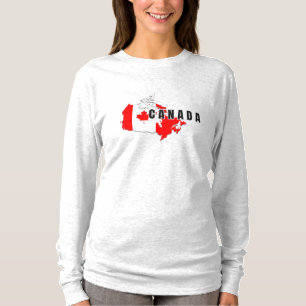 Modern Simple Canadian Canada Script map Flag  T-Shirt