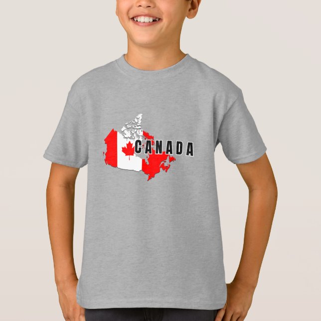 Modern Simple Canadian Canada Script map Flag  T-Shirt (Front)