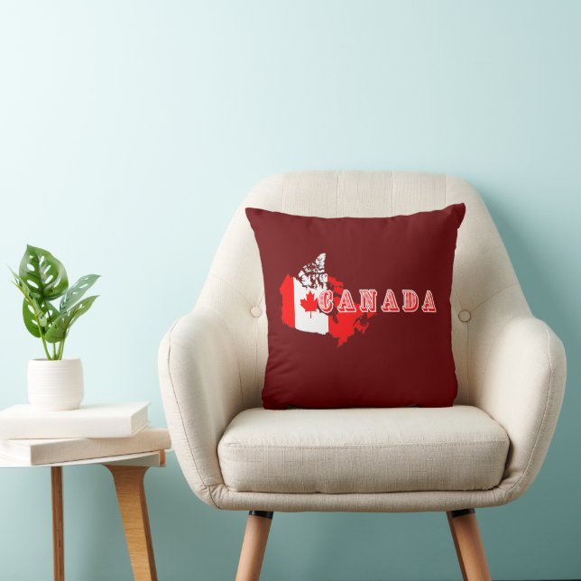 Modern Simple Canadian Canada Script map Flag  Throw Pillow (Chair)