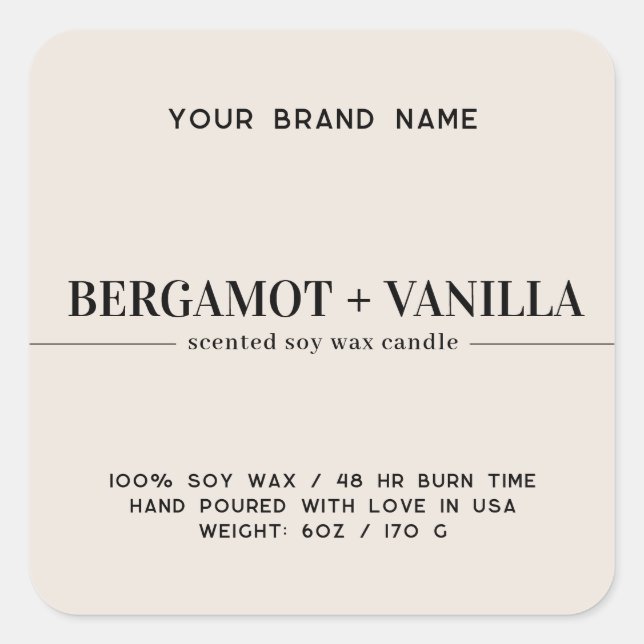Modern simple candle label packaging label (Front)