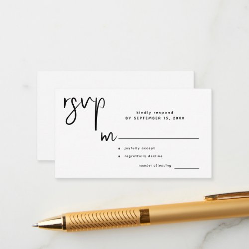 Modern simple casual script wedding rsvp enclosure card