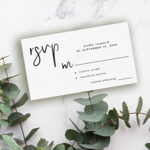 Modern simple casual script wedding rsvp note card