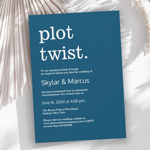 Modern Simple Casual Wedding Postponement Invitation