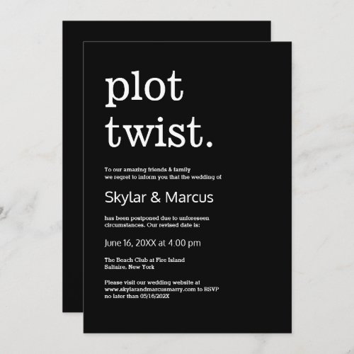 Modern Simple Casual Wedding Postponement Invitation