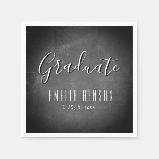 Modern Simple Chalkboard Graduate Graduation Party Napkins (Front)