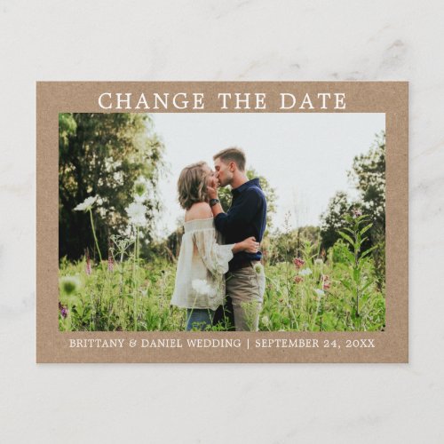 Modern Simple Change The Date New Date Kraft Postcard