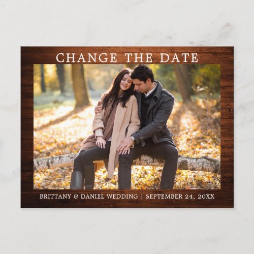Modern Simple Change The Date New Date Wood Postcard