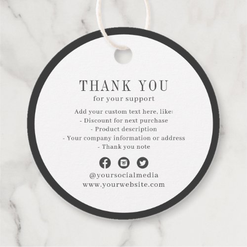 Modern simple charcoal black border company logo favor tags