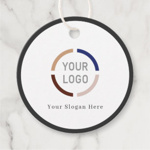 Modern simple charcoal black border company logo favor tags