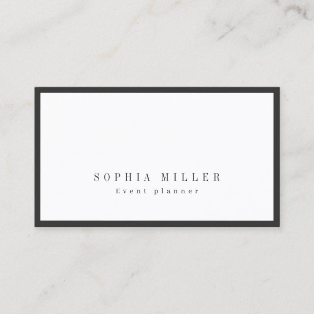 Modern simple charcoal black border professional b business card (Front)
