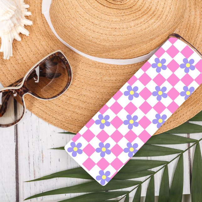 Modern Simple Checkered Pink Checkmate Floral Dais Insulated Tumbler (Creator Uploaded)