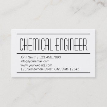 Modern Simple Chemical Engineer Business Card by cardfactory at Zazzle