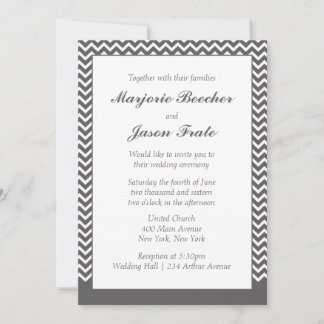 Modern Simple Chevron Wedding Invitation - Grey