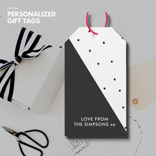 Modern Simple Chic Black and White Polka Dot Gift Tags