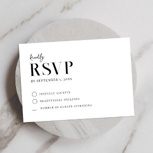 Modern Simple Chic Black and White Wedding RSVP Card