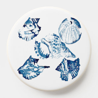 modern simple chic blue ocean watercolor seashell PopSocket