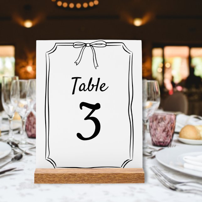 Modern Simple Chic Bow Wedding Table Number Acrylic Sign (Creator Uploaded)