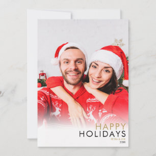 Modern Simple Chic Christmas Couples Photo Holiday Card