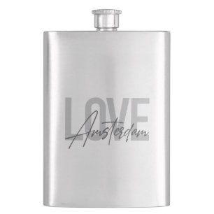 Modern, simple, chic, cool design Love Amsterdam Flask