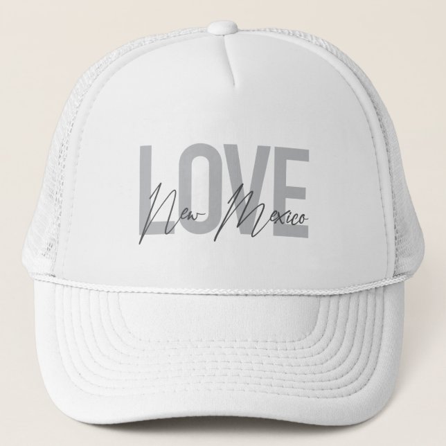 Modern, simple, chic, cool design Love New Mexico Trucker Hat (Front)