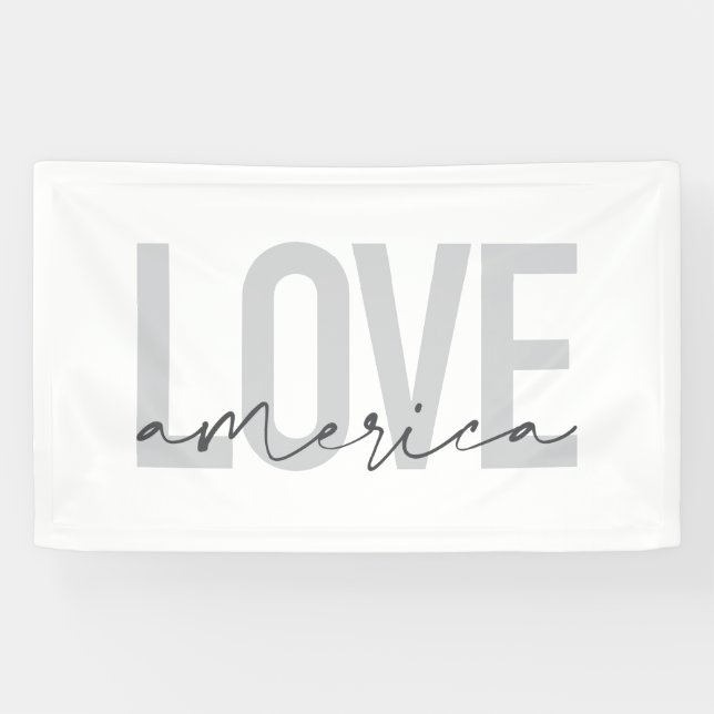 Modern, simple, chic, cool design of Love America Banner (Horizontal)