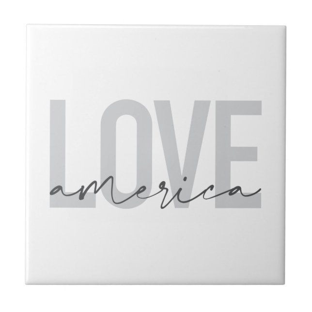 Modern, simple, chic, cool design of Love America Ceramic Tile (Front)