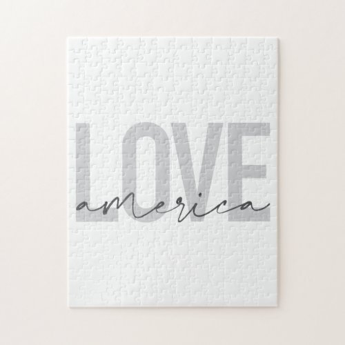 Modern simple chic cool design of Love America Jigsaw Puzzle