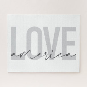 Modern, simple, chic, cool design of Love America Jigsaw Puzzle