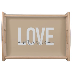 Modern, simple, chic, cool design of Love America Serving Tray