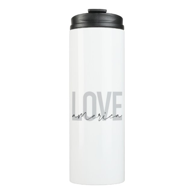 Modern, simple, chic, cool design of Love America Thermal Tumbler (Front)