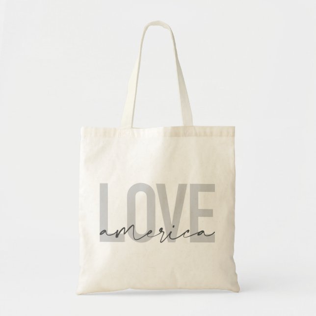 Modern, simple, chic, cool design of Love America Tote Bag (Front)