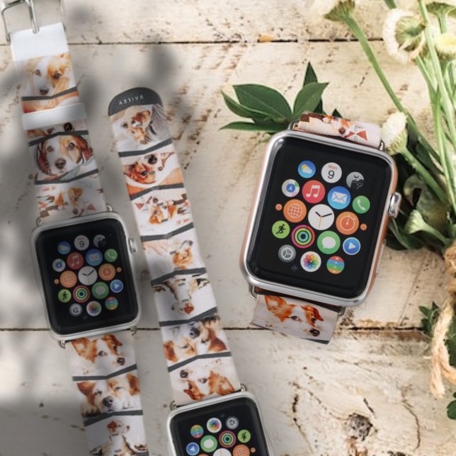 Modern Simple Chic Custom Eleven Photo Collage Apple Watch Band (Creator Uploaded)