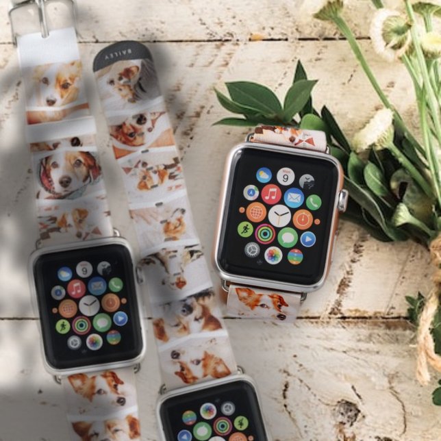 Modern Simple Chic Custom Eleven Photo Collage Apple Watch Band (Creator Uploaded)