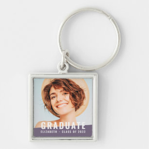 Modern Simple Chic Custom Graduate Grad Photo Keychain