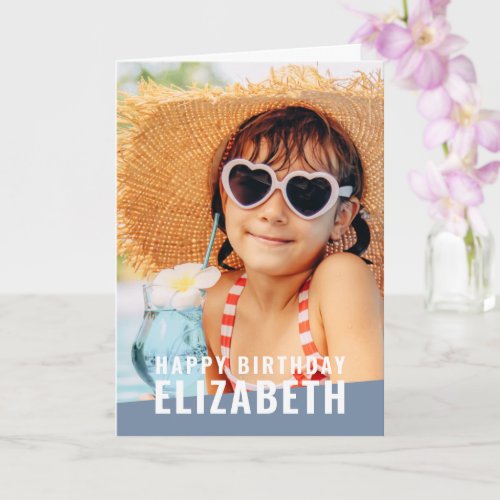 Modern Simple Chic Custom Photo Birthday Greeting