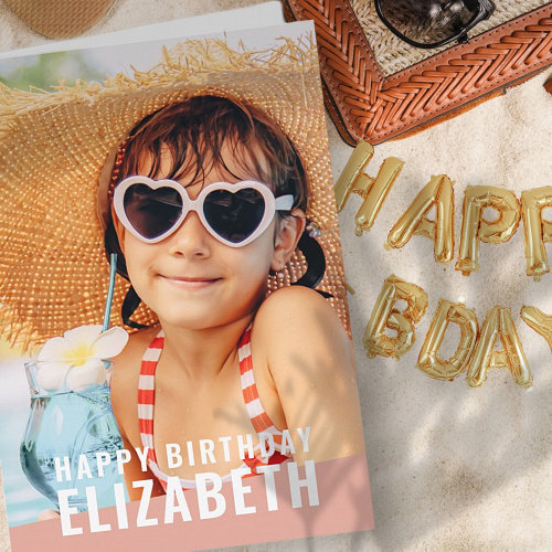 Modern Simple Chic Custom Photo Birthday Greeting