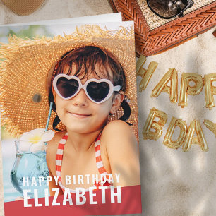 Modern Simple Chic Custom Photo Birthday Greeting Card