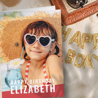 Modern Simple Chic Custom Photo Birthday Greeting Card