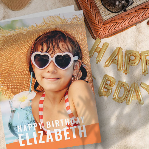 Modern Simple Chic Custom Photo Birthday Greeting
