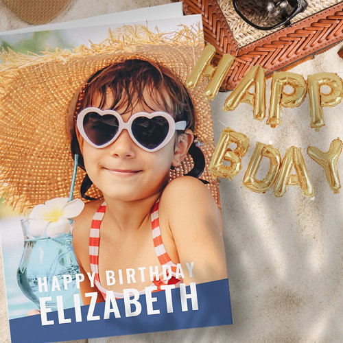 Modern Simple Chic Custom Photo Birthday Greeting