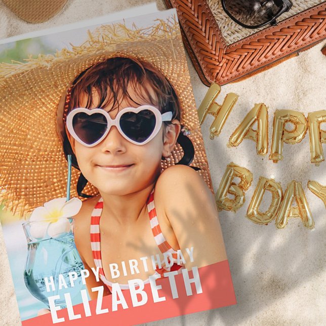Modern Simple Chic Custom Photo Birthday Greeting Card (Creator Uploaded)