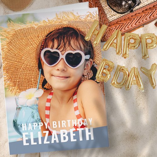 Modern Simple Chic Custom Photo Birthday Greeting Card