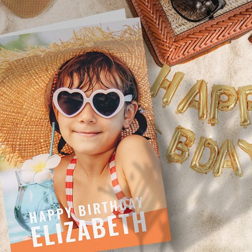 Modern Simple Chic Custom Photo Birthday Greeting Card