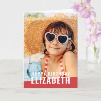 Modern Simple Chic Custom Photo Birthday Greeting Card