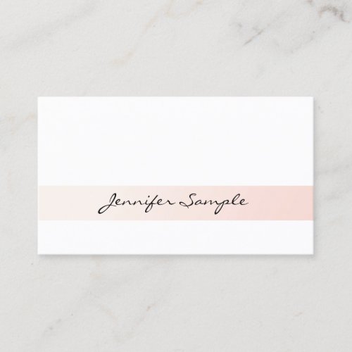 Modern Simple Chic Design Plain Trendy Pink White Business Card