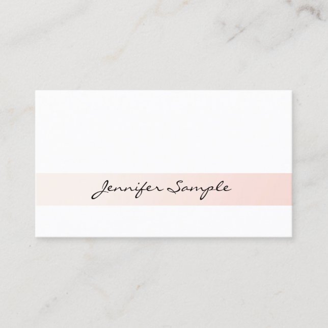 Modern Simple Chic Design Plain Trendy Pink White Business Card (Front)