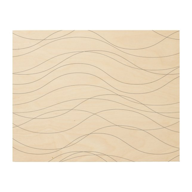 Modern, simple, chic, elegant wavy graphic lines wood wall art (Front)