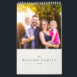 Modern Simple Chic Family Kids Photo Calendar<br><div class="desc">This modern calendar design features your family name and year in a minimal,  chic design with a mix of script and serif typography below your favorite family photograph. On the monthly pages,  it showcases one family photo each month and a photo collage on the back.</div>