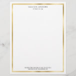 Modern Simple Chic Gold White Border Lawyer Letterhead<br><div class="desc">This simple, minimalist, and modern letterhead is perfect for the professional lawyer, attorney, or business woman or man. It features a faux printed gold foil border with a contemporary font on top of a white background. It's a stylish and unique way to personalize and customize your letterhead. ***IMPORTANT DESIGN NOTE:...</div>