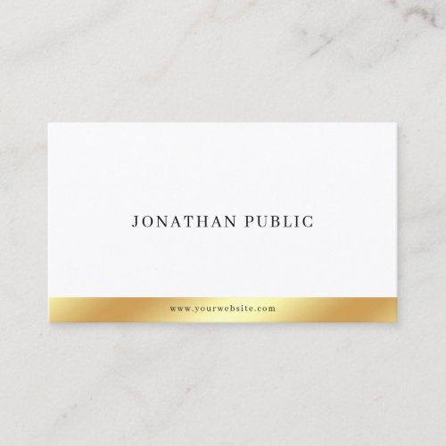 Modern Simple Chic Gold White Minimalist Template Business Card